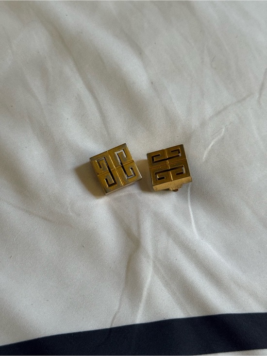 Givenchy Jewelry - Givenchy Vintage Gold Square Logo Clip-On Earrings